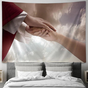 Jesus Christ Gave His Help Tapestry Pictures - Faith Art - Christian Tapestry Wall Art Decor