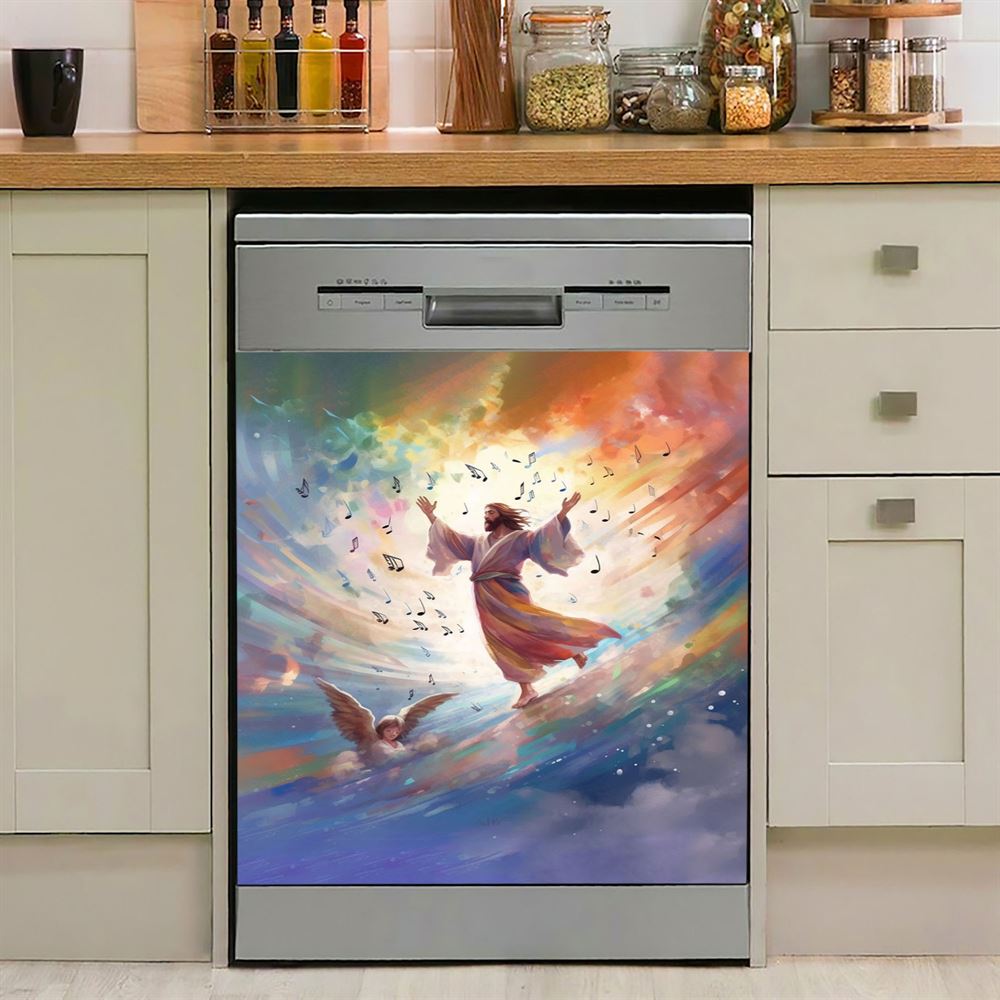 Jesus Christ Give His Hand Dishwasher Cover, White Jesus Dishwasher Stickers, Jesus Kitchen Decor