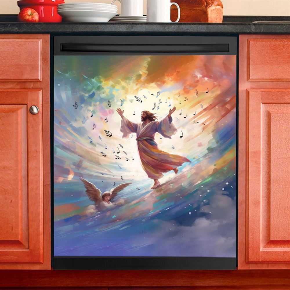 Jesus Christ Give His Hand Dishwasher Cover, White Jesus Dishwasher Stickers, Jesus Kitchen Decor