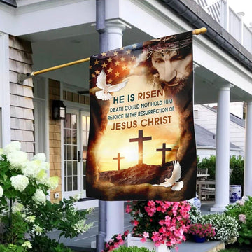 Jesus Christ He Is Risen Flag, Outdoor Christian House Flag, Christian Flag, Scripture Flag, Garden Banner