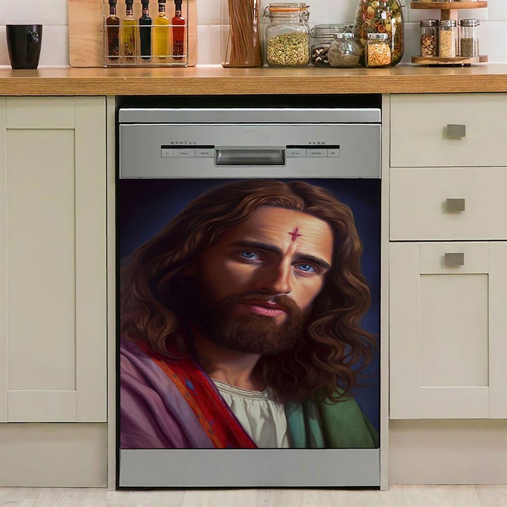 Jesus Christ Lion Face Warrior Dishwasher Cover, Christian Dishwasher Stickers, Religious Kitchen Decor
