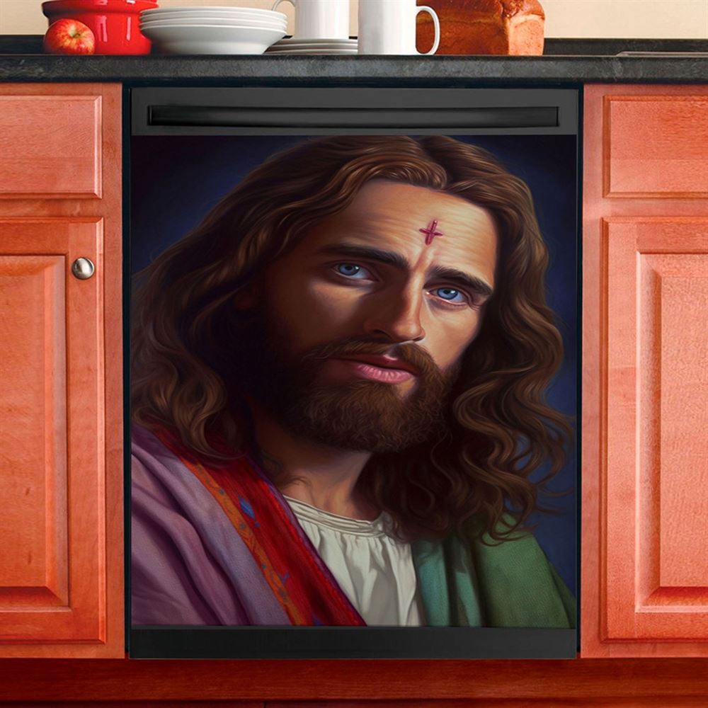 Jesus Christ Lion Face Warrior Dishwasher Cover, Christian Dishwasher Stickers, Religious Kitchen Decor
