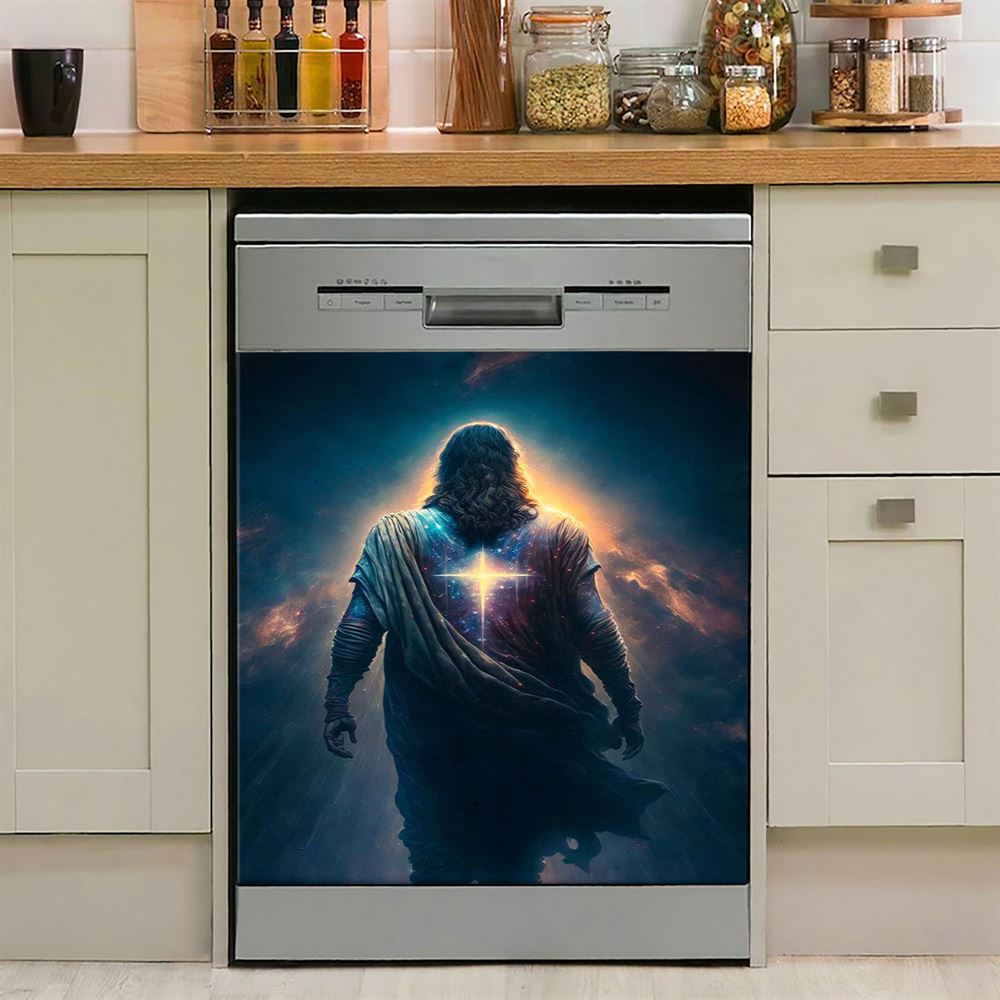 Jesus Christ Lion Of Judah Awesome Warrior Dishwasher Cover, Jesus Portrait Dishwasher Stickers, Christian Kitchen Decor