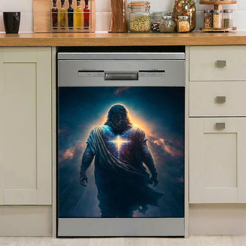 Jesus Christ Lion Of Judah Awesome Warrior Dishwasher Cover, Jesus Portrait Dishwasher Stickers, Christian Kitchen Decor