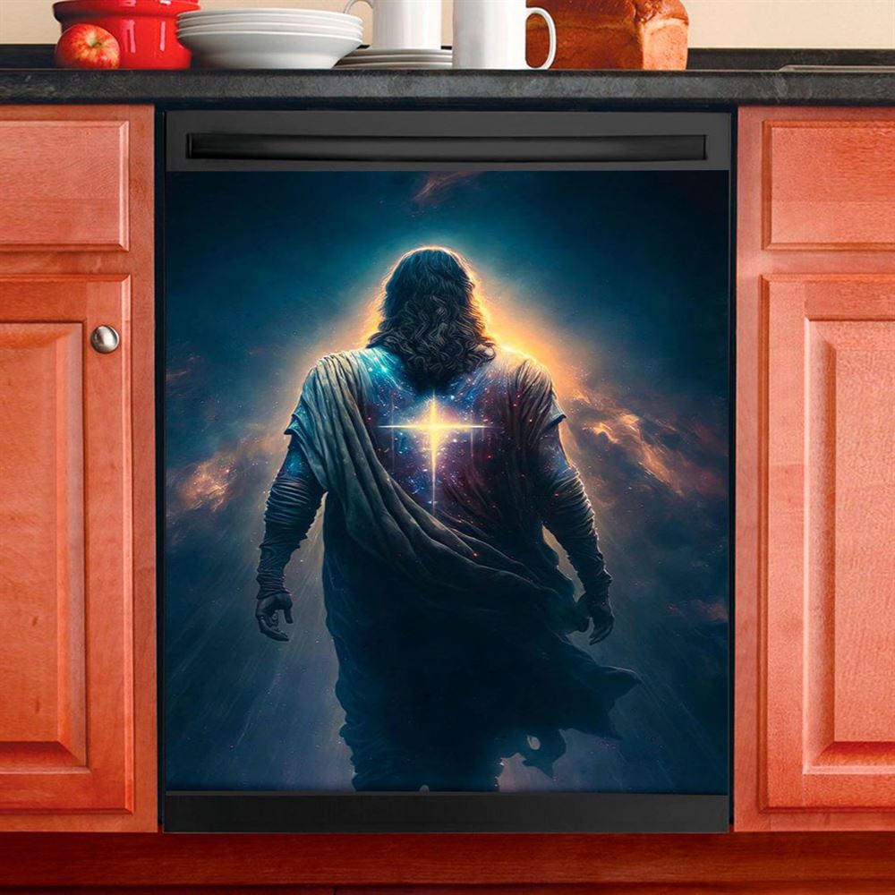Jesus Christ Lion Of Judah Awesome Warrior Dishwasher Cover, Jesus Portrait Dishwasher Stickers, Christian Kitchen Decor