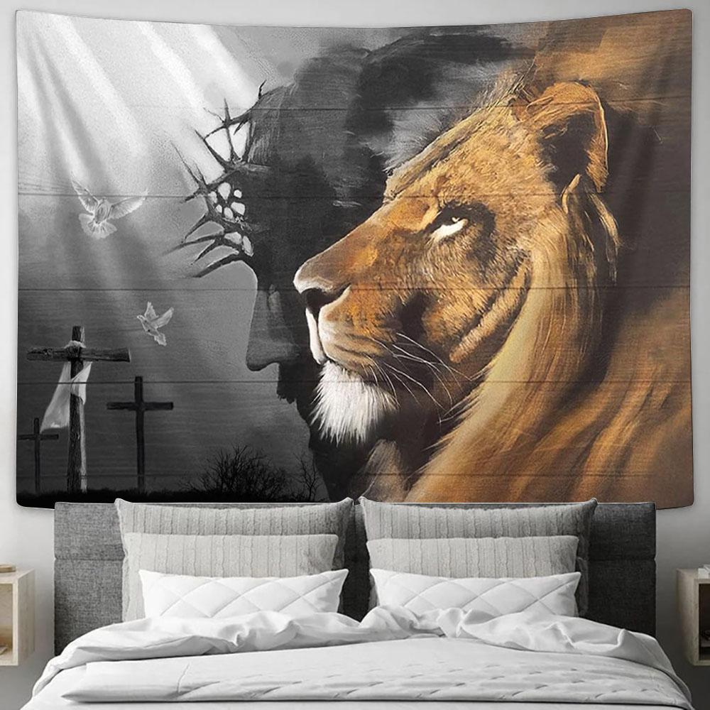 Jesus Christ Lion Of Judah Lamb Tapestry Art - Lion Tapestry Wall Decor