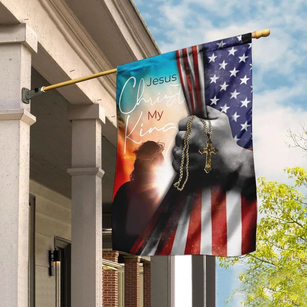 Jesus Christ My King Flag, Outdoor Christian House Flag, Christian Flag, Scripture Flag, Garden Banner