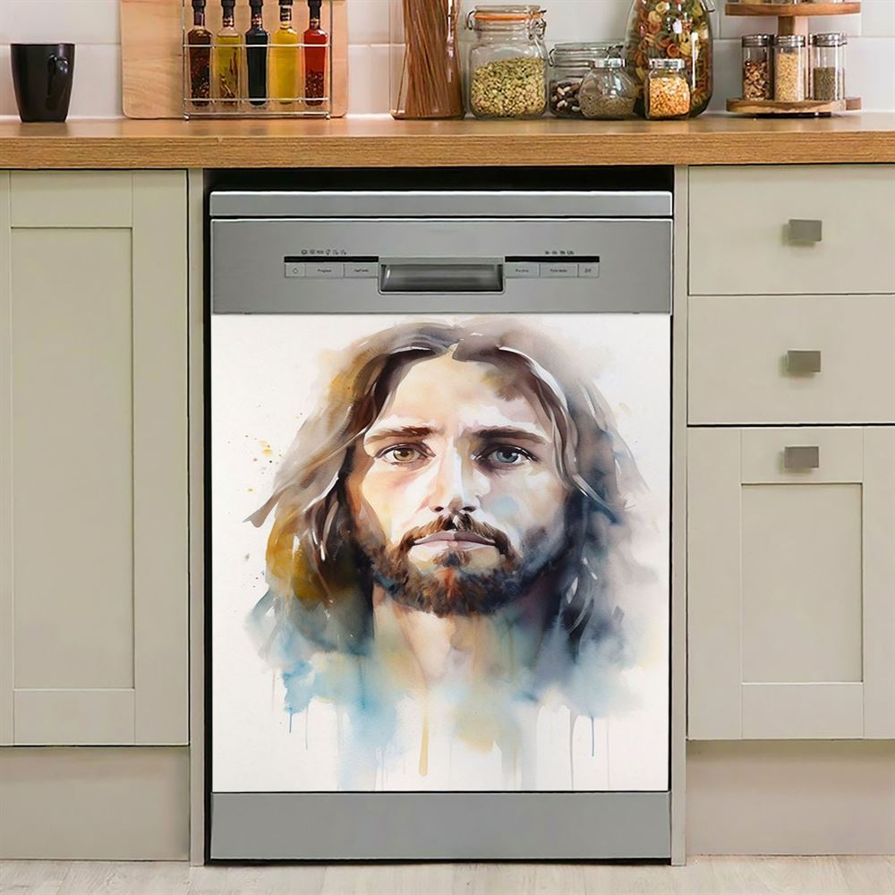 Jesus Christ Painting Dishwasher Cover, Jesus Dishwasher Stickers, Christian Kitchen Decor