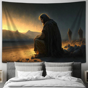 Jesus Christ Portrait Tapestry Pictures - Faith Art - Christian Tapestry Wall Art Decor