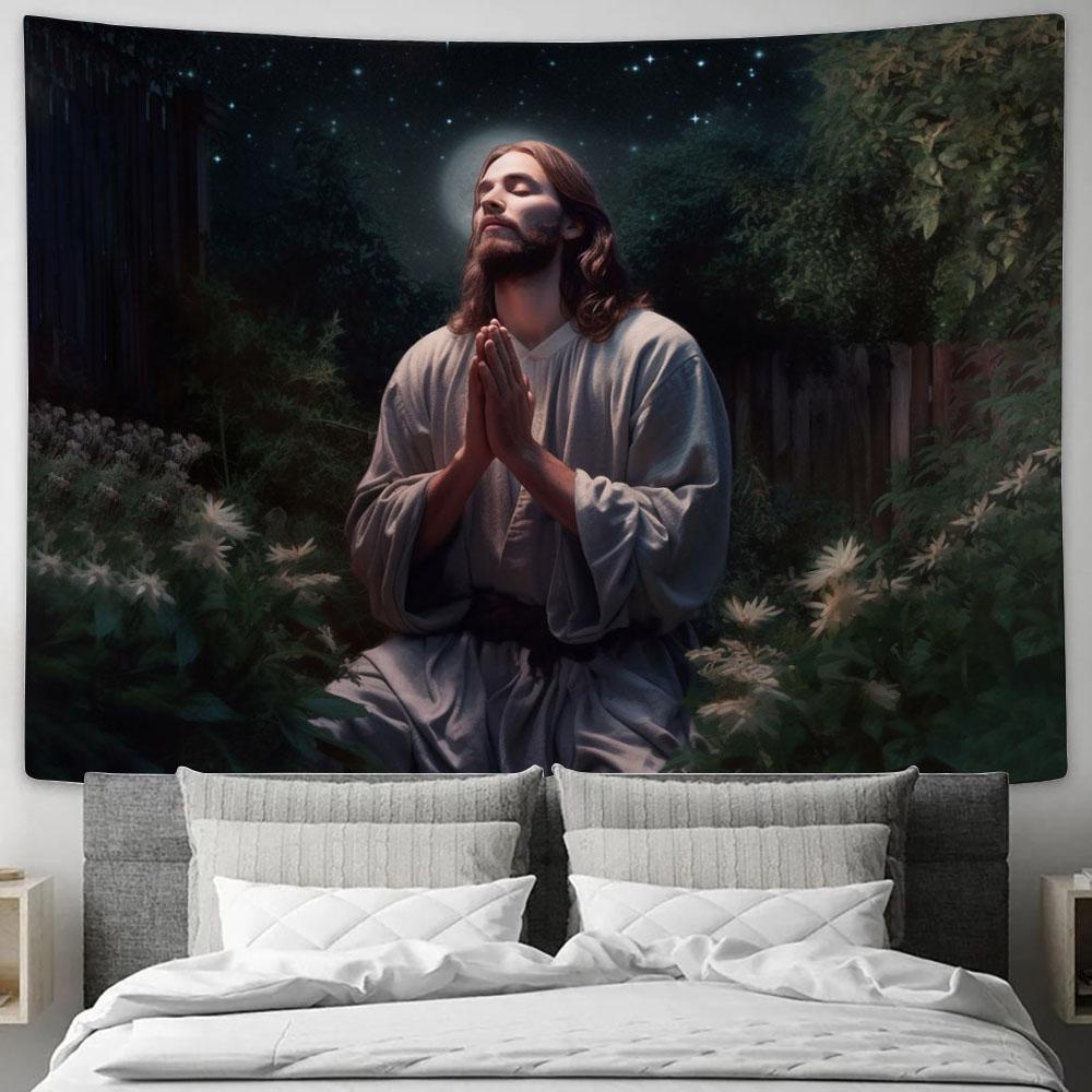 Jesus Christ Prays In The Gethsemane Tapestry Prints - Jesus Christ Picture - Jesus Tapestry Art