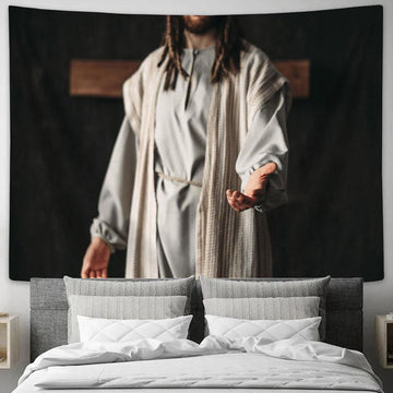 Jesus Christ Reaching Out His Hand Tapestry Pictures - Faith Art - Christian Tapestry Wall Art Decor