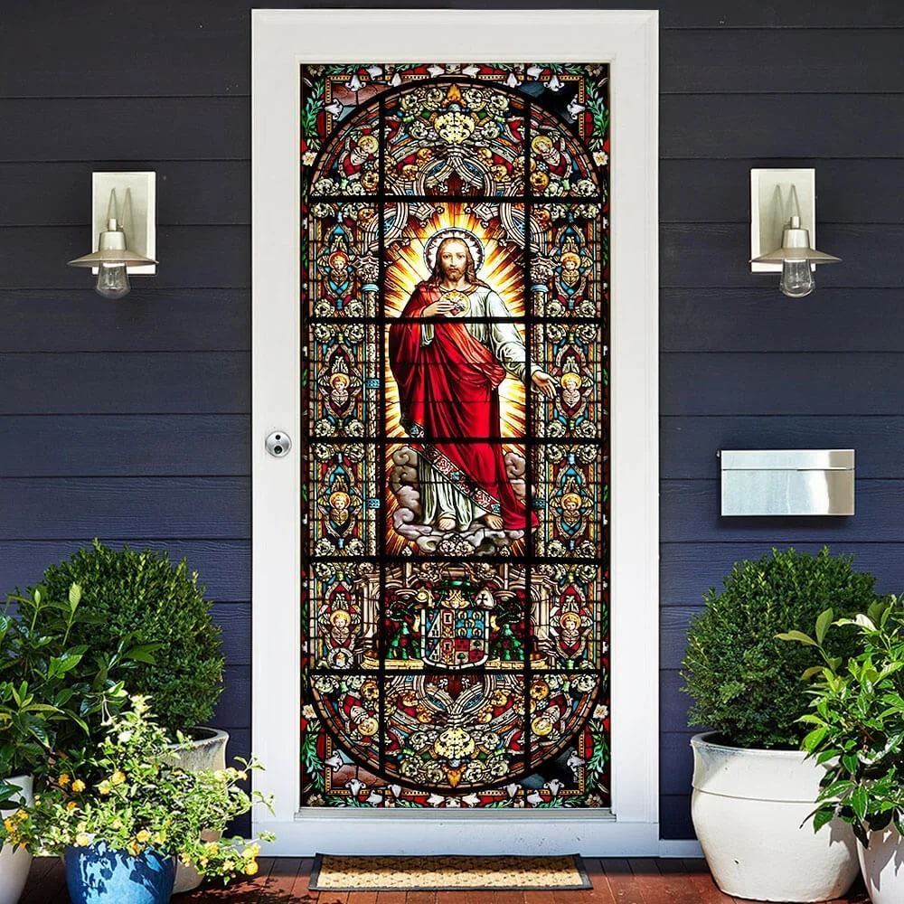 Jesus Christ Stained Glass Door Cover, Christian Door Decor, Door Christian Church, Christian Door Plaques