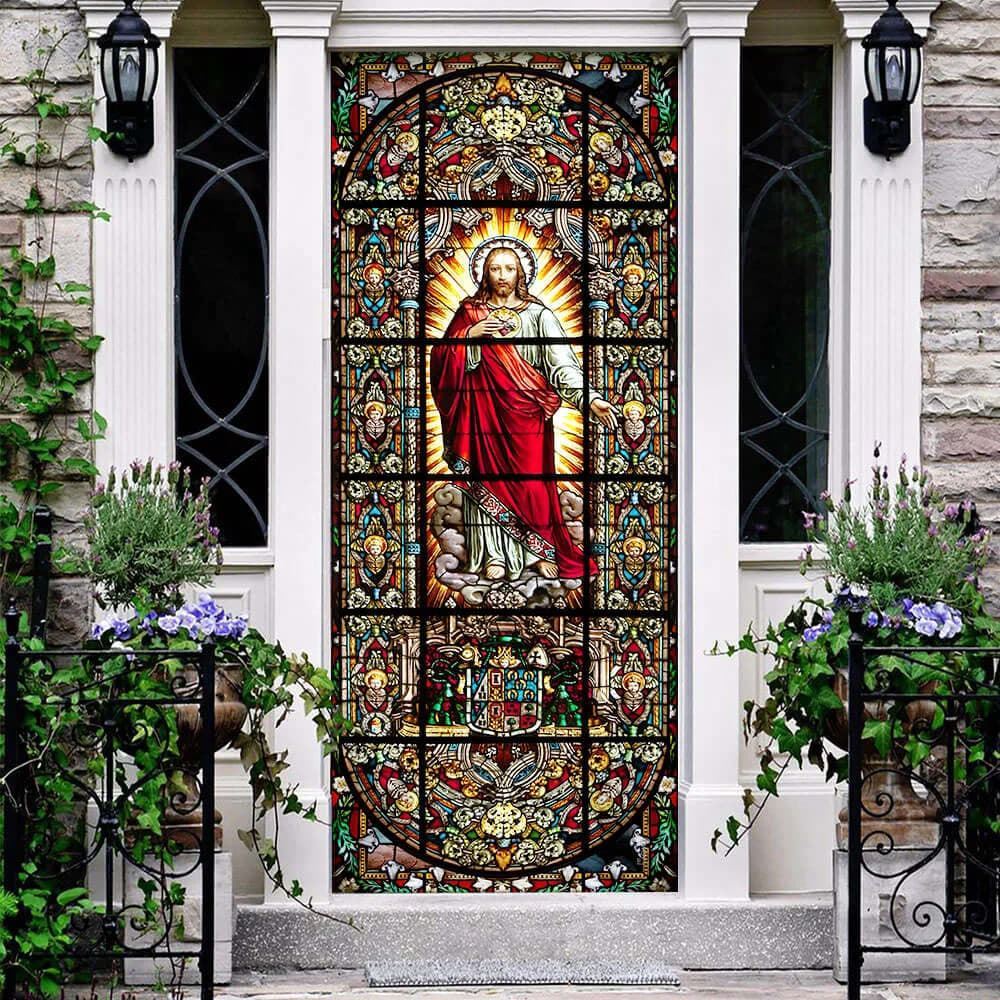 Jesus Christ Stained Glass Door Cover, Christian Door Decor, Door Christian Church, Christian Door Plaques