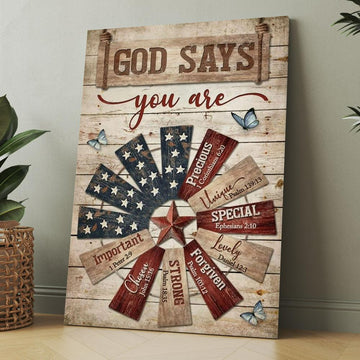 Jesus Christ Star Symbol God Says You Are Canvas, Christmas Gift for Christian