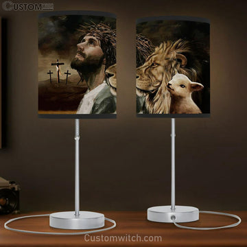 Jesus Christ The Lamp Of God The Lion Of Judah Table Lamp Art - Bible Verse Lamp Gift - Christian Bedroom Decor