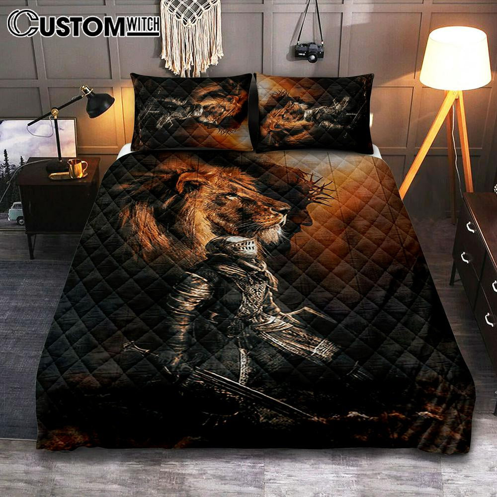Jesus Christ The Lion Of Judah Warrior Of Christ Bedroom Quilt Bedding Set - Jesus Portrait Quilt Bedding Set Prints - Christian Bedroom