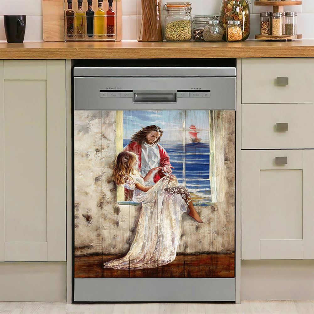 Jesus Christ The Lion Of Judah Warrior Of Christ Dishwasher Cover, Jesus Portrait Dishwasher Stickers, Christian Kitchen Decor