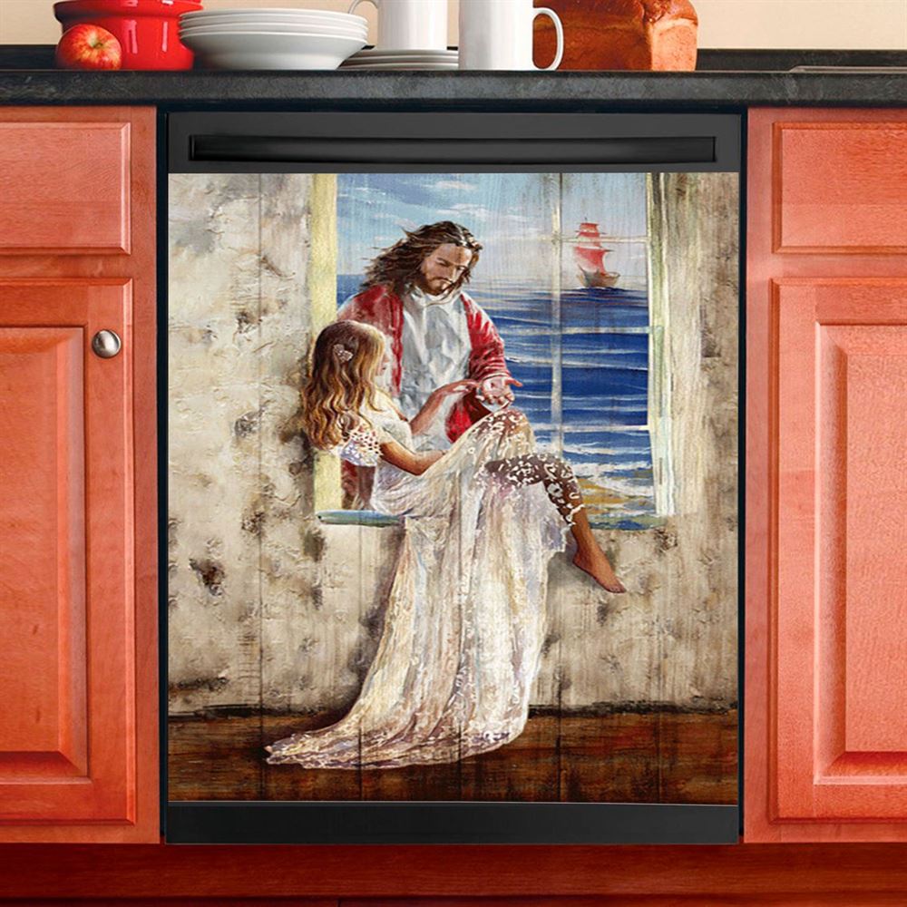 Jesus Christ The Lion Of Judah Warrior Of Christ Dishwasher Cover, Jesus Portrait Dishwasher Stickers, Christian Kitchen Decor
