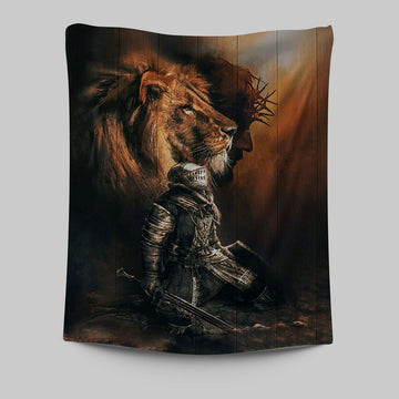 Jesus Christ The Lion Of Judah Warrior Of Christ Wall Art Tapestry - Jesus Portrait Tapestry Prints - Christian Wall Art