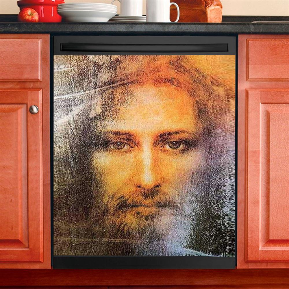 Jesus Christ The Redeemer Dishwasher Cover, Jesus Portrait Dishwasher Stickers, Christian Kitchen Decor