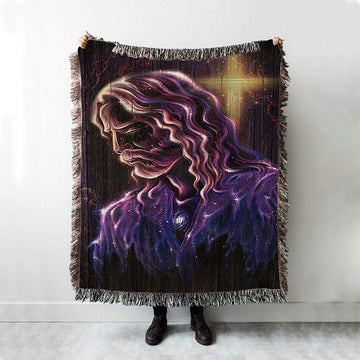 Jesus Christ The Redeemer Throw Blanket Woven Blanket - Jesus Portrait Woven Blanket Prints - Christian Throw Blanket
