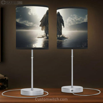 Jesus Christ Walking On Water Religious Table Lamp Pictures - Faith Art - Christian Table Lamp Gift Decor
