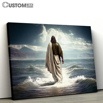 Jesus Christ Walking Water Sea Canvas Pictures - Faith Art - Christian Canvas Wall Art Decor