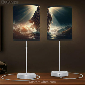 Jesus Christ Walks Water Religious Table Lamp Pictures - Faith Art - Christian Table Lamp Gift Decor