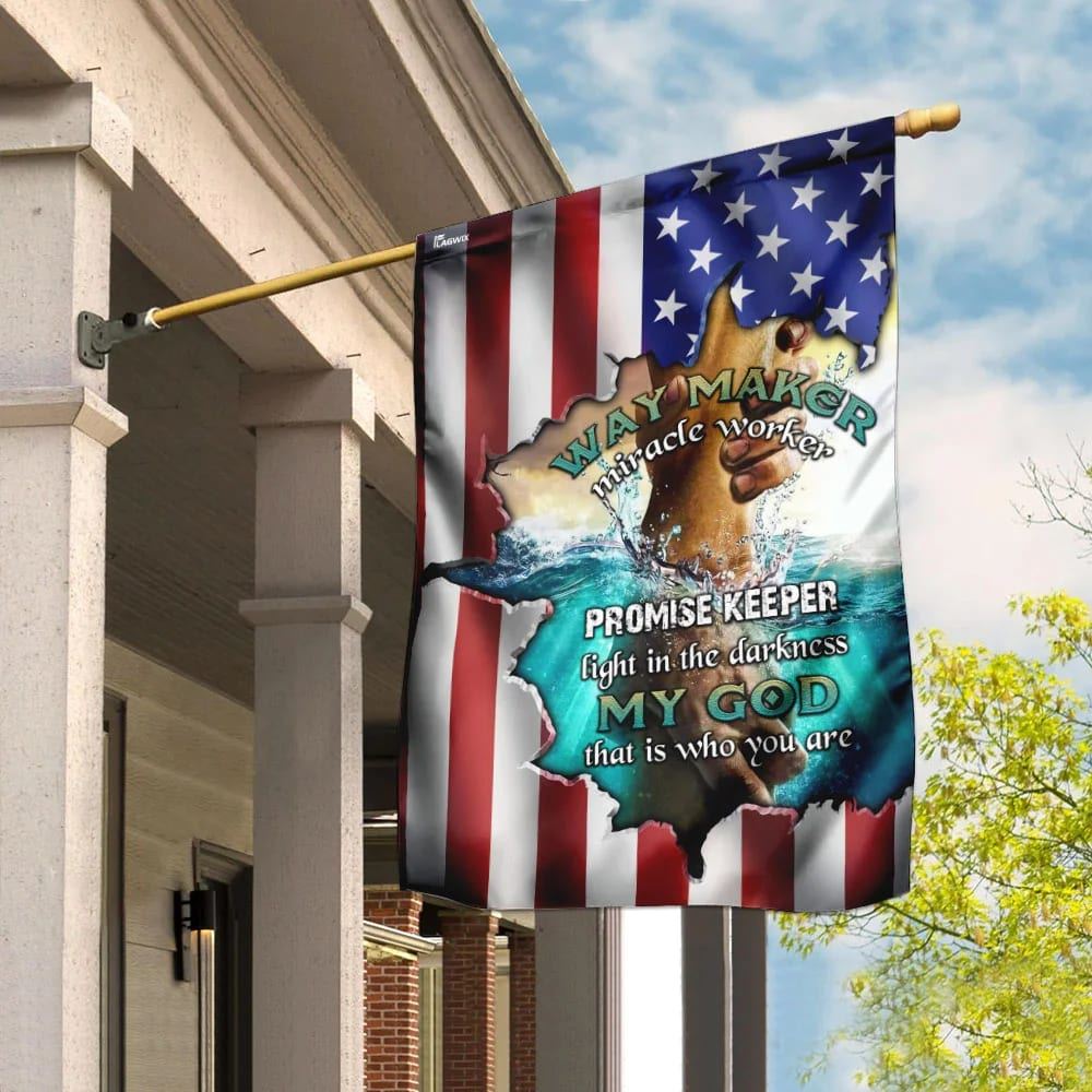 Jesus Christ Way Maker Miracle Worker House Flags, Christian Flag, Scripture Flag, Garden Banner