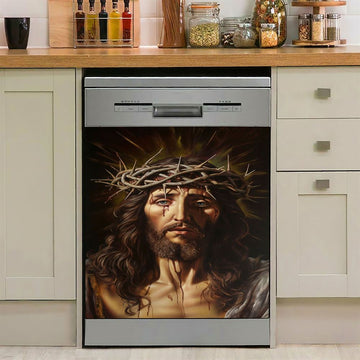 Jesus Christ Wears Crown Of Thorn Dishwasher Cover, Jesus Dishwasher Stickers, Jesus Kitchen Decor