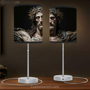 Jesus Christ With Crown Thorns Table Lamp Pictures - Faith Art - Christian Table Lamp Gift Decor