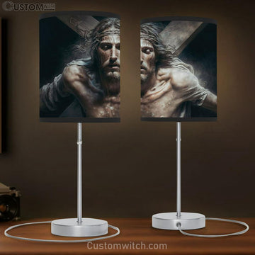 Jesus Christ With Crown Thorns Crucification Resurrection Table Lamp Pictures - Faith Art - Christian Table Lamp Gift Decor