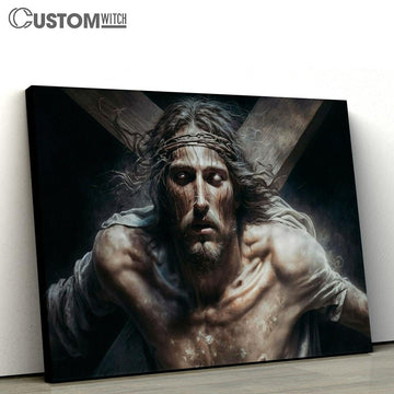 Jesus Christ With Crown Thorns Crucification Resurrection Canvas Pictures - Faith Art - Christian Canvas Wall Art Decor