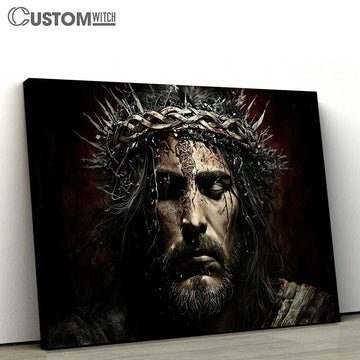 Jesus Christ With Crown Thorns Easter Crucification Resurrection Canvas Pictures - Faith Art - Christian Canvas Wall Art Decor
