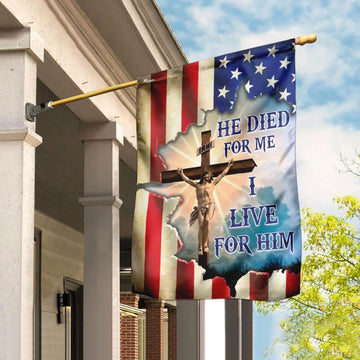 Jesus Christian He Died For Me I Live For Him House Flag, Christian Flag, Christian Flag, Scripture Flag, Garden Banner