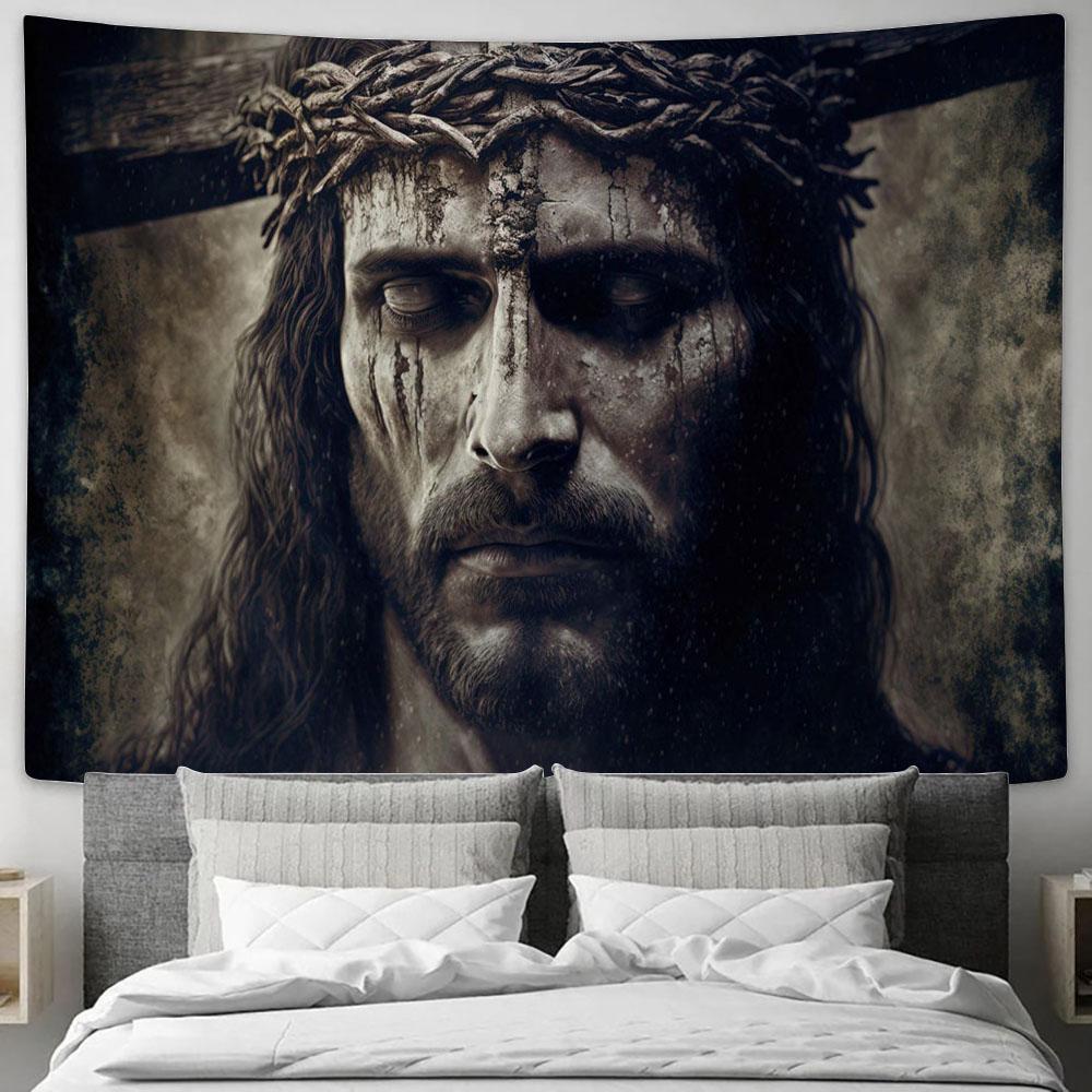 Jesus Christs Suffering Death Tapestry Pictures - Faith Art - Christian Tapestry Wall Art Decor