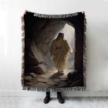 Jesus Come Out From Cave Woven Blanket Prints - Religious Woven Blanket Art - Christian Boho Blanket