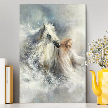 Jesus Comes With A White Horse Wall Art Canvas - Jesus Portrait Canvas Prints - Christian Wall Art