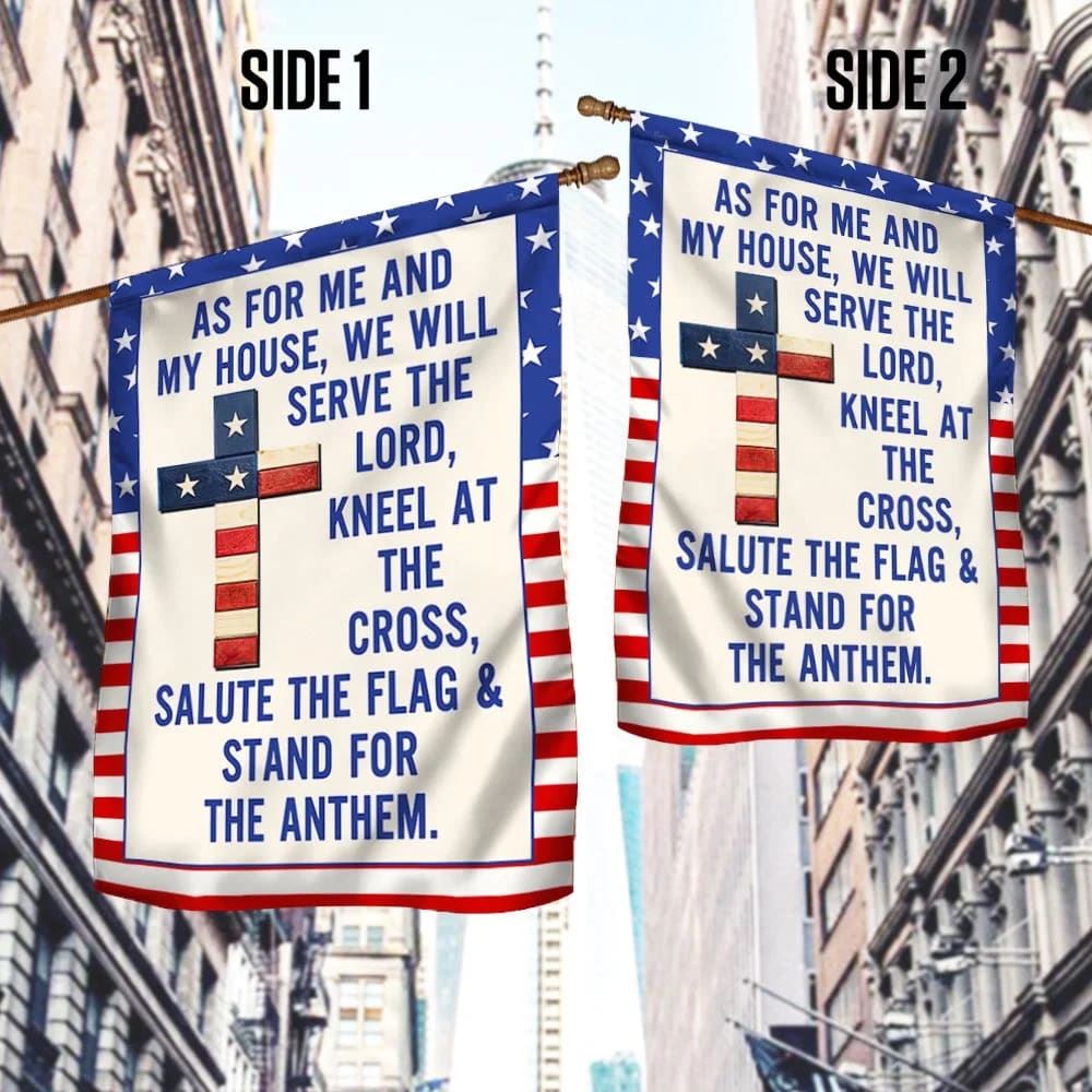 Jesus Cross American House Flag As For Me and My House House Flag, Christian Flag, Christian Flag, Scripture Flag, Garden Banner