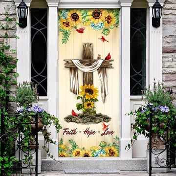 Jesus Cross Faith, Hope, Love Door Cover, Christian Door Decor, Door Christian Church, Christian Door Plaques