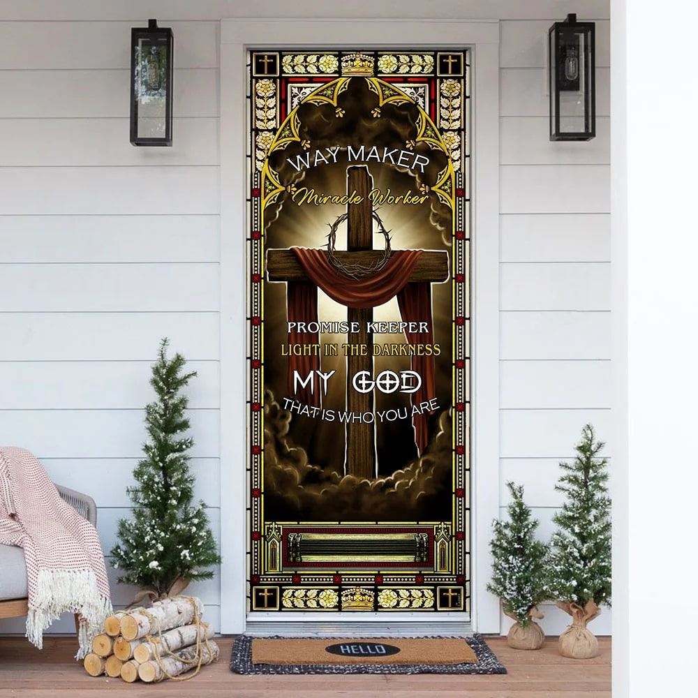 Jesus Cross Way Maker Miracle Worker Door Cover, Christian Door Decor, Door Christian Church, Christian Door Plaques
