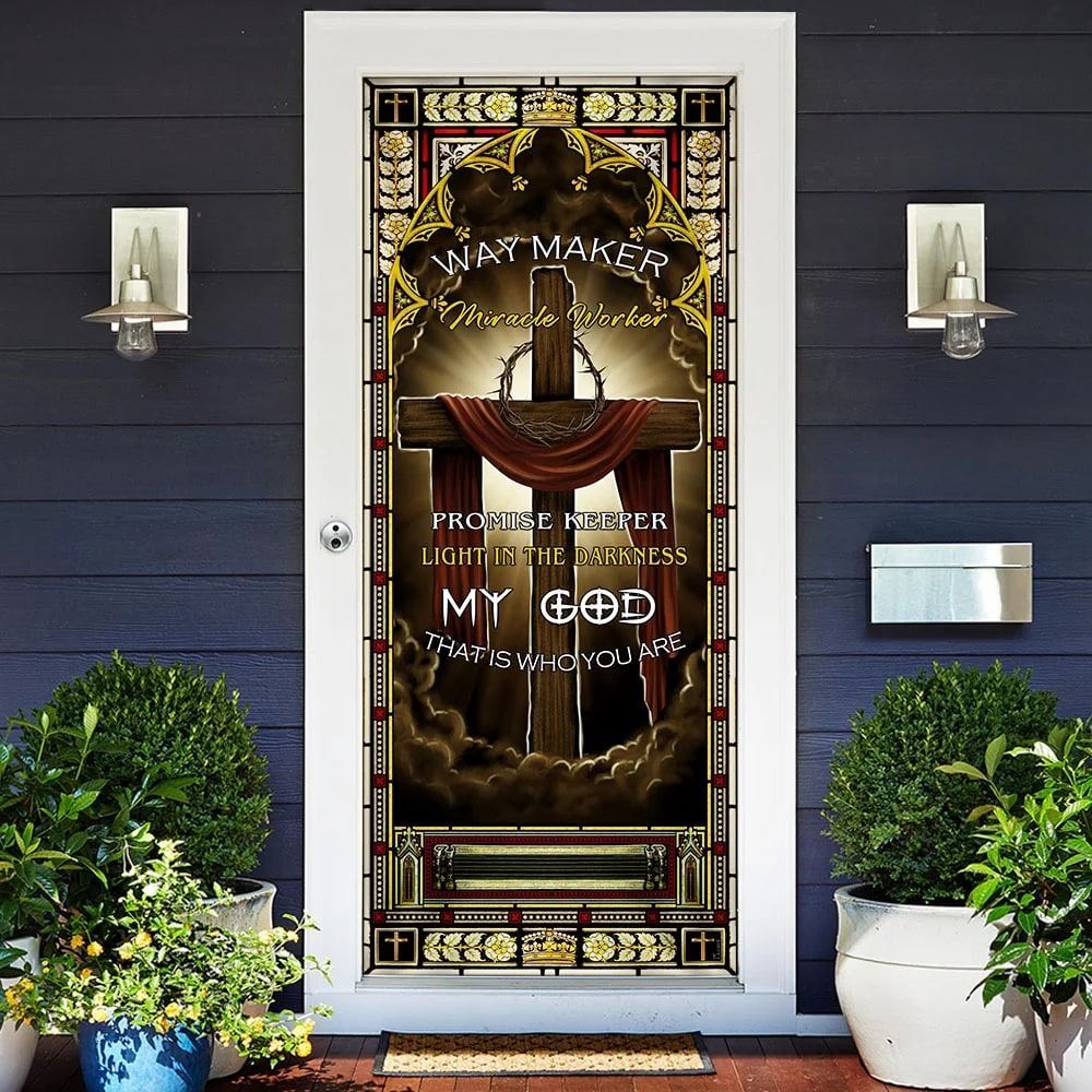 Jesus Cross Way Maker Miracle Worker Door Cover, Christian Door Decor, Door Christian Church, Christian Door Plaques