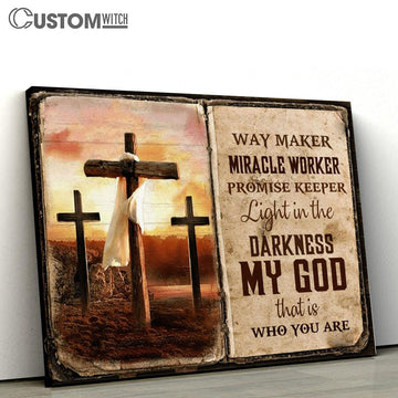 Jesus Cross Way Maker Miracle Worker Promise Keeper Canvas Poster