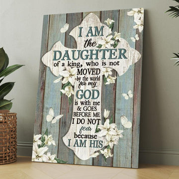 Jesus Cross White Tulip I Am The Daughter Of A King Canvas, Christmas Gift for Christian