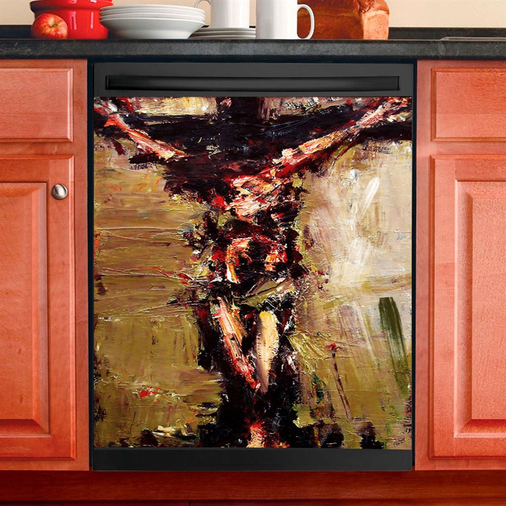 Jesus Died On Cross Dishwasher Cover, Jesus Christ Dishwasher Stickers, Christian Kitchen Decor