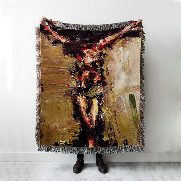 Jesus Died On Cross Woven Blanket Prints - Jesus Christ Woven Blanket Art - Christian Boho Blanket