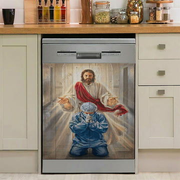 Jesus &amp; Doctor Dishwasher Cover, Jesus Dishwasher Stickers, Christian Kitchen Decor