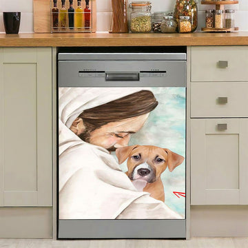 Jesus &amp; Dog Memorial Dishwasher Cover, Gift For Someone Who Lost A Pet, Dog Remembrance Gifts