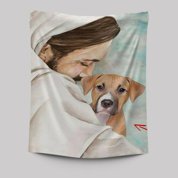 Jesus &amp; Dog Memorial Tapestry Prints - Gift For Someone Who Lost A Pet - Dog Remembrance Gifts