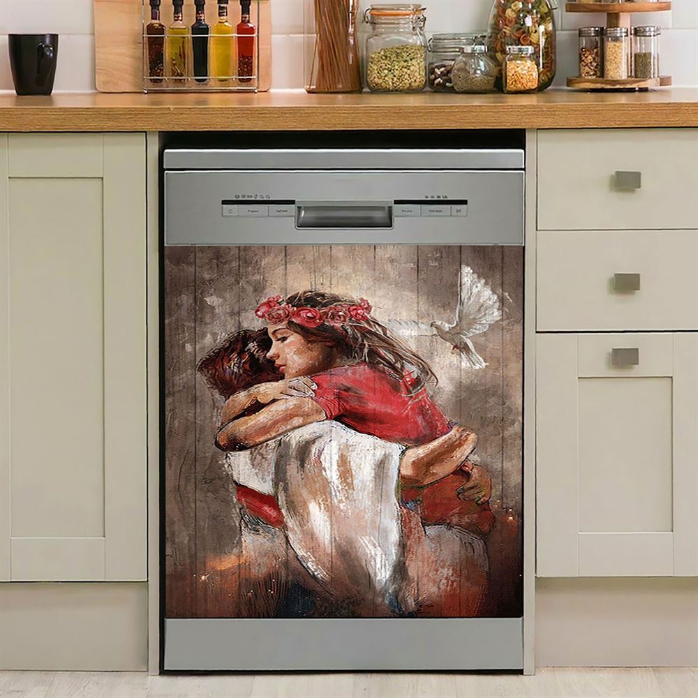 Jesus Dove A Warming Hug Dishwasher Cover, Christian Dishwasher Stickers, Religious Kitchen Decor
